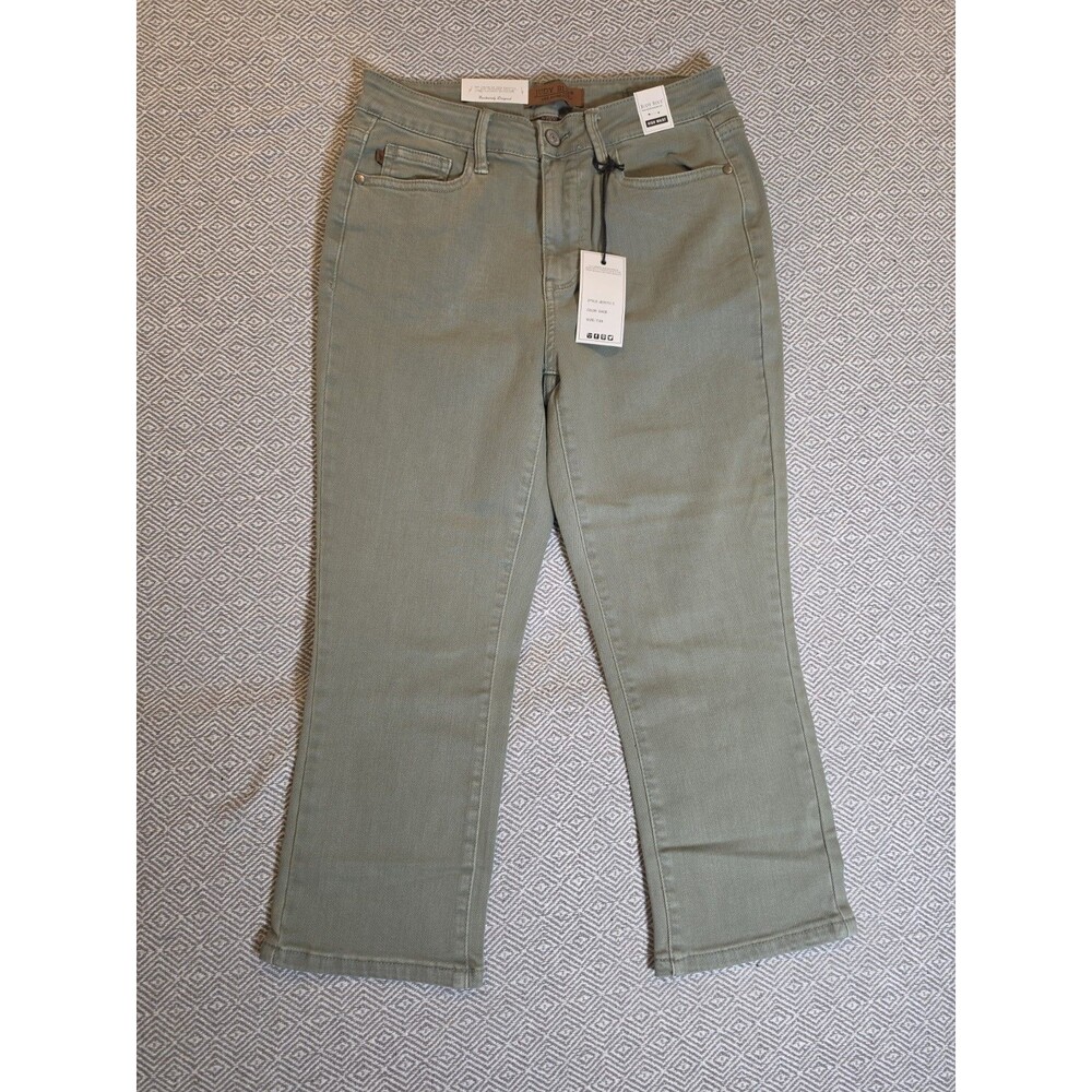 Judy Blue Women’s 11/28 Sage Green High Waist Capri Jeans NWT Stretch